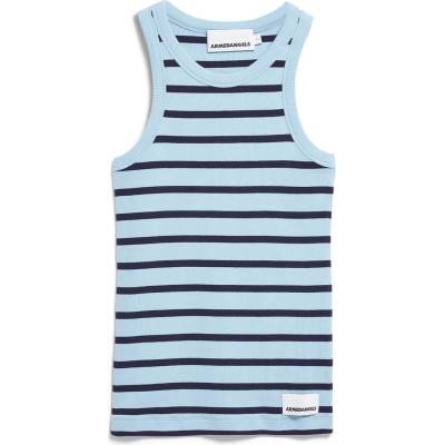 Armedangels Дамски топ ARMEDANGELS Women's Kanitaa Stripes Top - Blue Glow / Tinted Navy (916-4509-0613)
