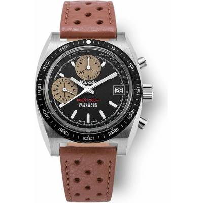 Nivada Grenchen Autochron White - Brown Racing Strap