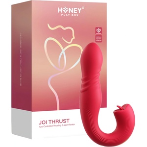 Honey Play Box Box Joi Thrust 2 - вибратор с тласкащо движение и езиче, управляван чрез приложение (червен)