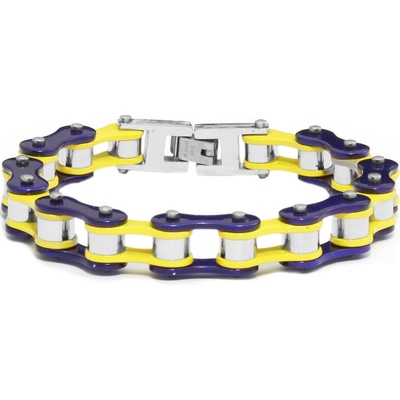 BM Jewellery Dámský náramek motocyklový řetěz blue/yellow S1005210