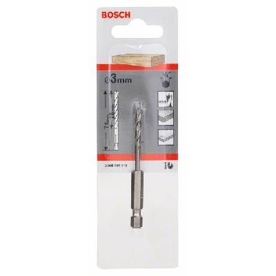 Свредло за дърво BOSCH с шестостенна опашка 1/4" 3 x 33 x 74 мм 2608595519 (2608595519)