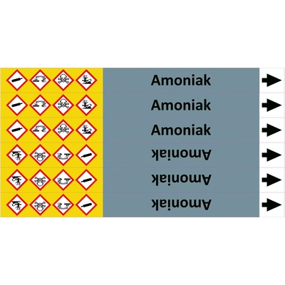Grafiko | Amoniak - dle ISO 20560 - Materiál fólie s ochrannou laminací, Rozměr aršík 6 ks 52x490 mm