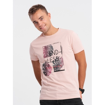 Edoti Мъжка тениска с щампа, светлорозова Edoti | Rozov | МЪЖЕ | S