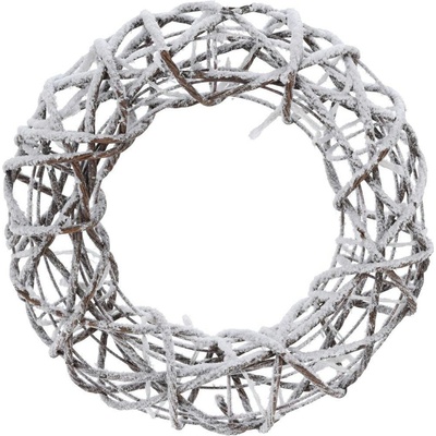 Mat Dekorace VĚNEC RATAN/PP HN se sněhem 15LED 30cm