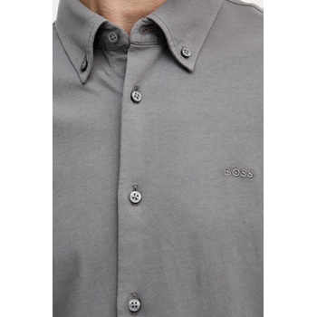 BOSS Orange Памучна риза BOSS Orange Myjersey_M в зелено с кройка по тялото с яка с копче 50543089 (50543089)