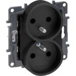 Legrand - Двойна безрамкова домашна електрическа розетка NILOE STEP 250V черна (LR0034)