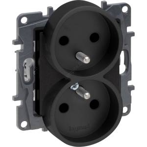 Legrand - Двойна безрамкова домашна електрическа розетка NILOE STEP 250V черна (LR0034)