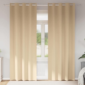 Pure Line Home Плътни завеси в цвят пастелна ванилия с метални халки, 2 бр. , 140 x 225 см
