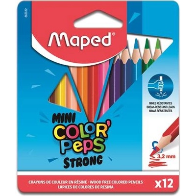 Maped Комплект цветни моливи, триъгълни, MAPED "Mini ColorPeps Strong", 12 различни цвята 862812 (862812)