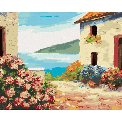 zuty Malování Podle Čísel Dům U Moře A Květiny 80 x 100 Cm Plátno 8596530068785