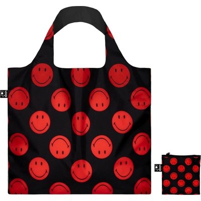 LOQI SMILEY Skladacia nákupná taška Red Lucky Black