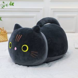 LEAN Toys Plush Mascot Cuddly Toy Cat With Long Tail Black 40cm