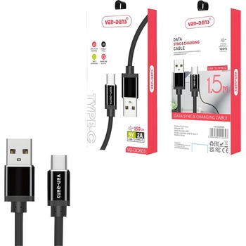 Ven-Dens Ven - Dens USB на Type - C бързо зареждащ данни кабел - 1.5 м - черен KP34004 (34004)