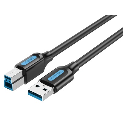 Vention USB-A 3.0/M - USB-B/M, (PVC, черен), 1 м, кабел
