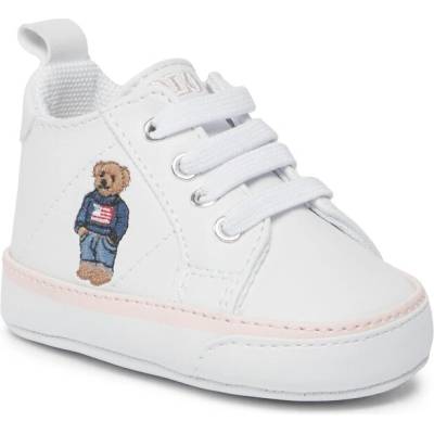 Ralph Lauren Сникърси Polo Ralph Lauren RL100689 WHITE SMOOTH/LIGHT PINK W/ AMERICAN FLAG BEAR (RL100689)