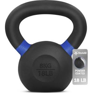 Yes4All WTGA Powder-Coated Cast Iron Kettlebell, 8 kg, Dark Blue