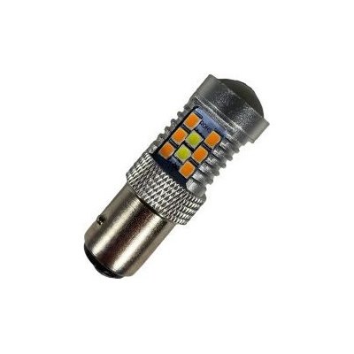 Диодна крушка ba15 с 28 диода 2835 и лупа - комбинирана за мигач и дневни светлини