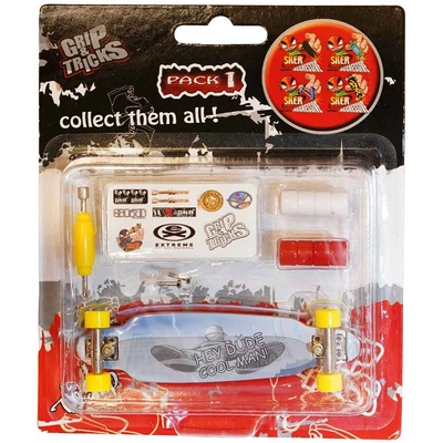 Grip & Tricks Играчка за пръсти long board, сив, с надписи (gt-f-lb-ivory)