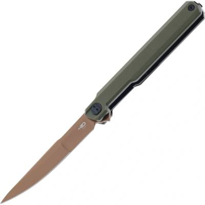 Bestech DUOZ 14C28N Gold PVD with OD green G10 handle BG65F