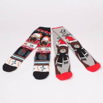 Image 1 of Коледен комплект термо чорапи с куче и котка