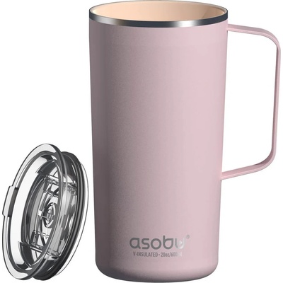Asobu 600 мл розова термо чаша с керамично покритие asobu от серия tower mug