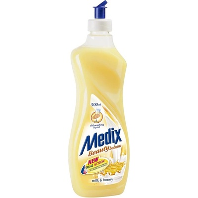 Medix Препарат за миене на съдове Medix Balsam, мляко и мед, 415 ml, жълт