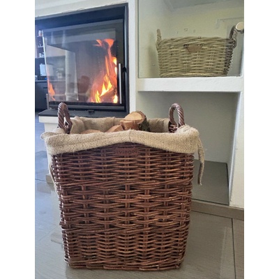 Vingo Ratanový koš na dřevo s textilií skořicový 48x55 cm – Zboží Mobilmania