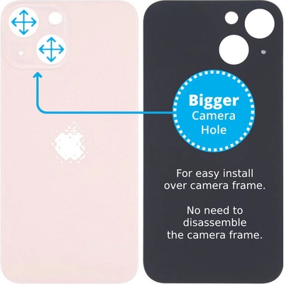 Kryt Apple iPhone 13 Mini Sklo Zadného Housingu so Zväčšeným Otvorom na Kameru ružový