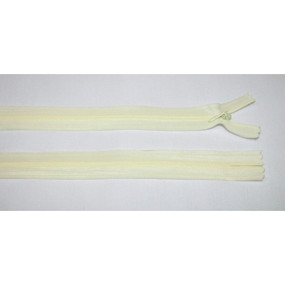 Zips krytý 3mm nedeliteľný 65cm smotanový dederon