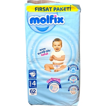 Molfix бебешки пелени, номер 4, 62БР, 7-14КГ