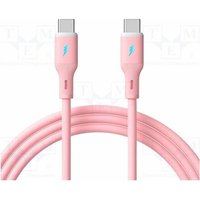Akyga AK-USB-66 USB 2.0 USB C vidlice z obou stran niklovaný 1m růžový