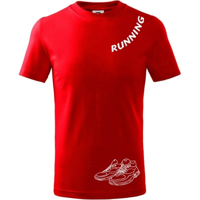 Running nápis šikmo tričko detské červená