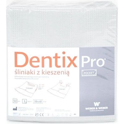 Weber and Weber Weber&Weber Jednorazové stomatologické podbradníky DentixPro s vreckom 50 ks Biela