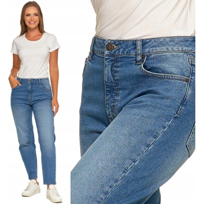 Džínsy Moraj strihu "mom jeans" modré bavlnené