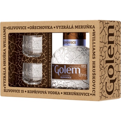 Golem Slivovice 40% 0,5 l (dárkové balení 2 sklenice)