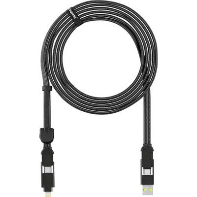Rolling square RS-XLL01R nabíjací a 6v1 / USB / USB-C / Lightning / MicroUSB / 100W, 3m, černý
