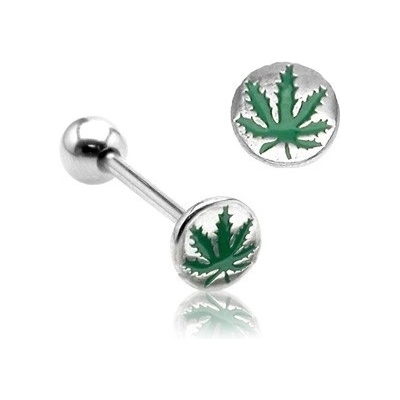 Šperky eshop piercing do jazyka lístek marihuany W45.31