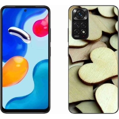 Pouzdro mmCase gelové Xiaomi Redmi Note 11 4G - dřevěná srdíčka