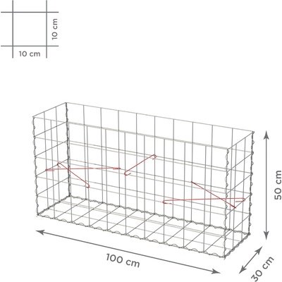 TopStone Gabiónový kôš: 100 x 30 x 50 cm - oko siete 10x10cm