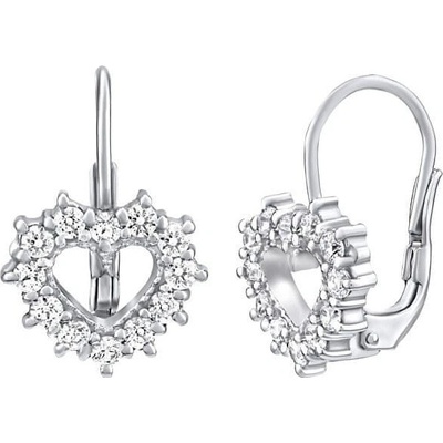 SILVEGO Strieborné náušnice srdce sa Swarovski Zirconia31969S