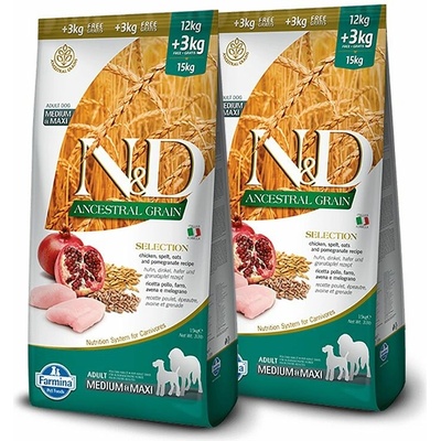 N&D Selection Adult Medium & MAXI Chicken & Pomegranate 6 kg 2 x 12 kg