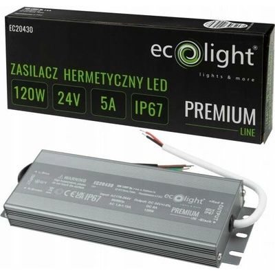 Napájecí zdroj pro LED pásky Vodotěsný 120W 24V 5A IP67 PREMIUM Ecolight