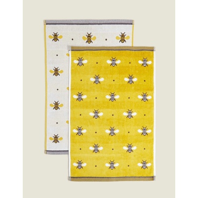Marks & Spencer Комплект 2 кърпи от чист памук с принт на пчели Marks & Spencer жълта Marks & Spencer | Zhalt | Home | ЕДИН РАЗМЕР