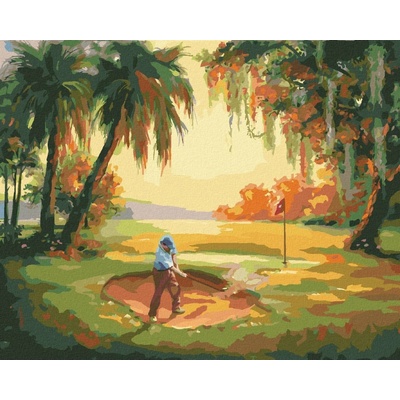 Zuty Malování Podle Čísel Golfista Patující Z Bunkeru D. Rusty Rust 80 x 100 cm Plátno Rám
