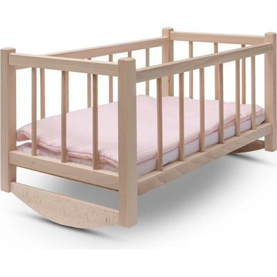 Baby Mix Drevená postieľka-kolíska pre bábiky s obliečkami