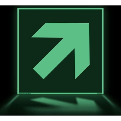 Traiva s.r.o Šipka šikmá, fotoluminiscenční Verze: Plast 100 x 100 mm tl. 1.1 mm - fotoluminiscenční - Kód: 16705