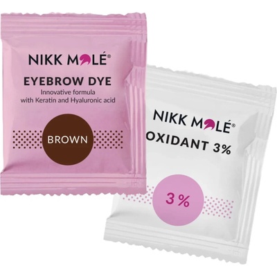 Nikk Mole NEW farba na obočie vrecko 5 ml + oxidant Brown 5 ml