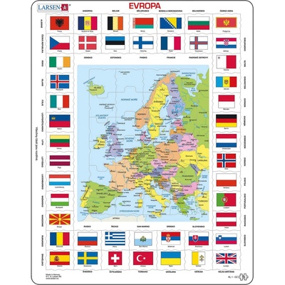 LARSEN Mapy Európy a vlajky 70 dielov