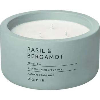 Blomus (Германия) Ароматна свещ BLOMUS FRAGA с аромат Basil & Bergamot - Ø13 х 6.5 см - цвят синьо-сив (BLOMUS 66451)