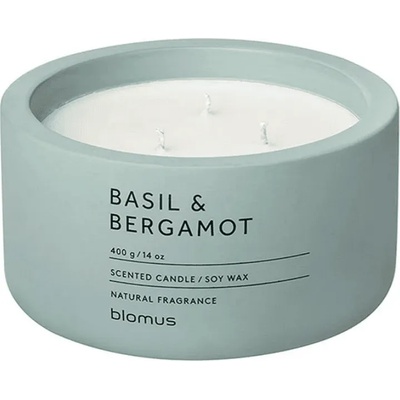 Blomus (Германия) Ароматна свещ BLOMUS FRAGA с аромат Basil & Bergamot - Ø13 х 6.5 см - цвят синьо-сив (BLOMUS 66451)